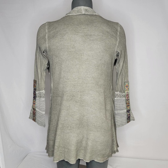 NWOT Soft Surroundings Waffle Knit Floral Aztec Cardigan Oriental Design Size PS - Picture 2 of 8